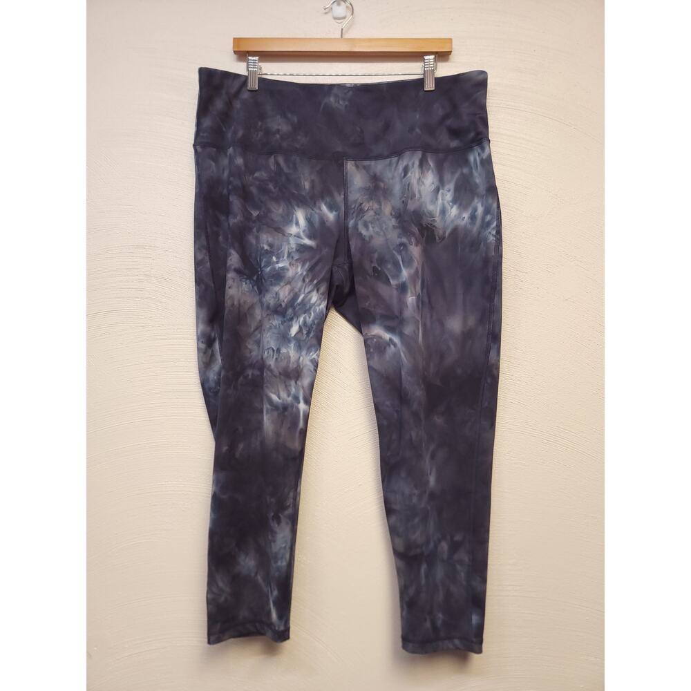 Rbx Leggings Size 2x Womens Athleisure Pants Tie Dye Gray Stretchy 7/8 Length